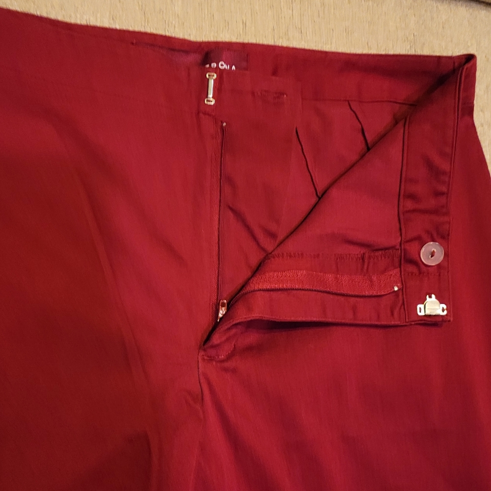 Merona Burgundy Red Sateen Cropped Pants *sz 8* - Picture 7 of 9